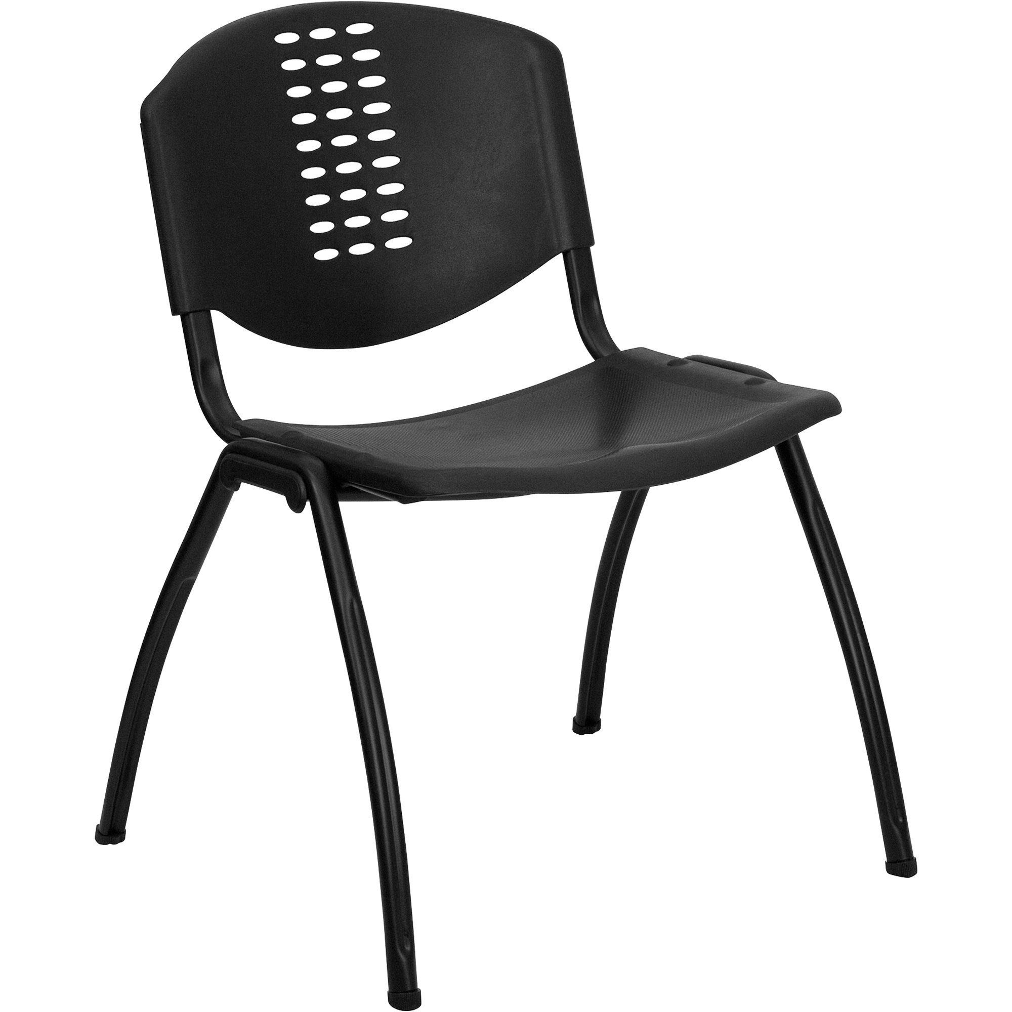 Flash Furniture Plastic Multipurpose Stacking Chair, Black, 880-Lb. Capacity, 18in.W x 16in.D x 29 3/4in.H, Model# RUTNF01ABK